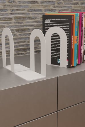 Dekoratif Beyaz Klasik Metal Kitap Tutucu, Kitap Desteği (İkili Set) MK4B