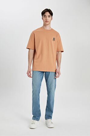 DeFacto Comfort Regular Fit Rahat Kalıp Bisiklet Yaka Baskılı Kısa Kollu Tişört B5814AX24SPOG600