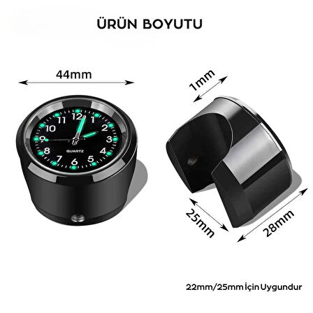 Evrensel Su Geçirmez Krom Bisiklet Gidon Saat Fosforlu Gösterge Motosiklet Saati Motor Aksesuarı