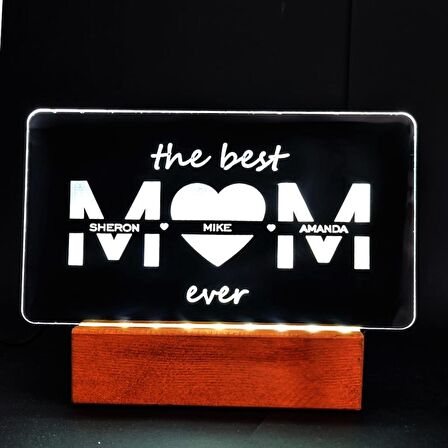 Veraart The Best MOM Ever Led Işıklı Pleksi Kişiye Özel Gece Lambası