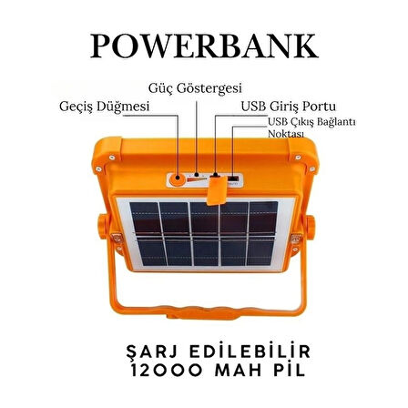 V-017 Güneş Enerjili LED Taşınabilir Projektör, Çok Amaçlı Kamp Lambası 100 Watt