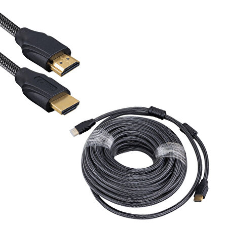 Ayt Fully G-507D HDMI Kablosu 10 Metre Uydu Pc Bilgisayar Görüntü Kablosu Gold Uçlu Örgülü