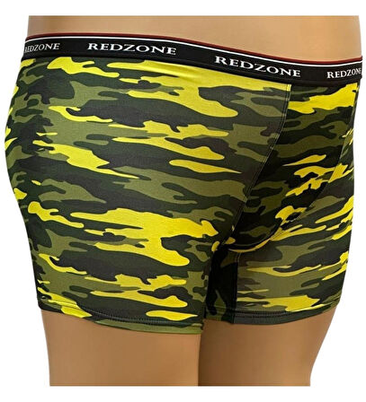 Yeşil Kamuflaj Desenli Dijital Baskılı Büyük Beden Likralı Boxer