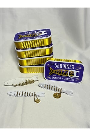 5'li Sardalya Konservesi Sardines Takı Kutusu - Altın, Mor, Beyaz, Siyah