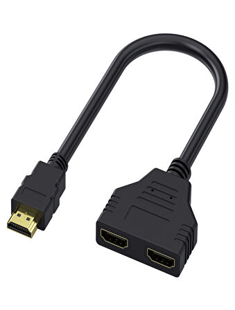 HDMI Çoğaltıcı Erkek Çift HDMI Dişi Çoklayıcı Adaptör Kablosu Siyah