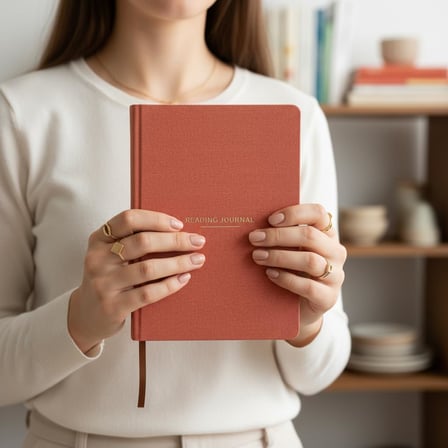 Okuma Günlüğü – A5 Sert Kapa­klı “Reading Journal, 100 Kitap İncelemesi, Günlük Okuma Takibi (Kiremit)