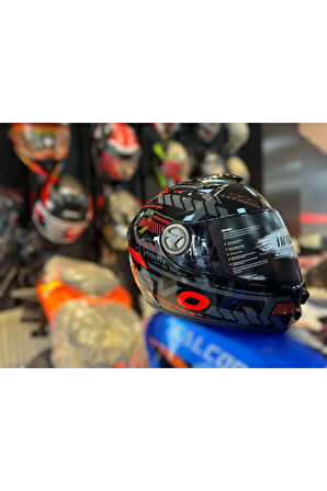 913 FULLFACE GEOMETRY RED GÜNEŞ VİZÖRLÜ KASK