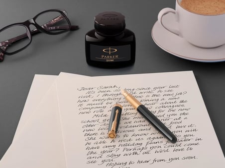 Parker Deluxe dolma kalem için dönüştürücü, krom kenarlı