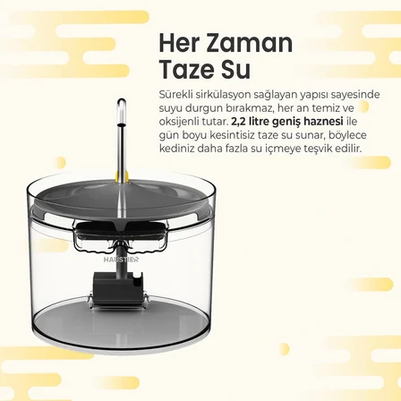 Haustier FW3 SİYAH Akıllı Mama Kabı, Kedi Su Pınarı Akıllı Beslenme İstasyonu