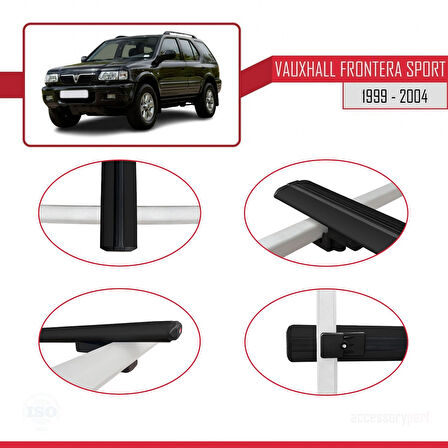 Vauxhall Frontera 2 Sport 1999-2004 Arası ile Uyumlu BASIC Model Ara Atkı Tavan Barı Siyah 2 Adet
