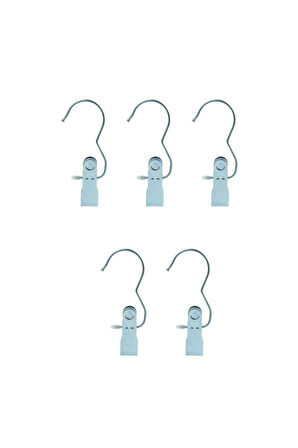 5’li Metal Tek Mandallı Askı – Eşarp, Şal, Kravat ve Havlu Askısı, Pratik Dolap Düzenleyici