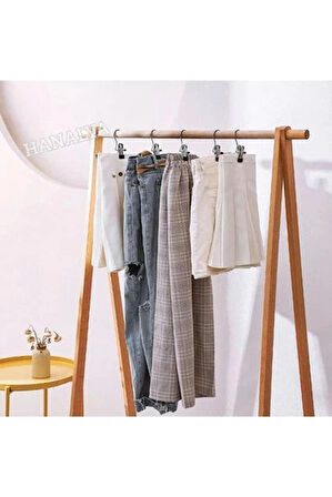 5’li Metal Tek Mandallı Askı – Eşarp, Şal, Kravat ve Havlu Askısı, Pratik Dolap Düzenleyici