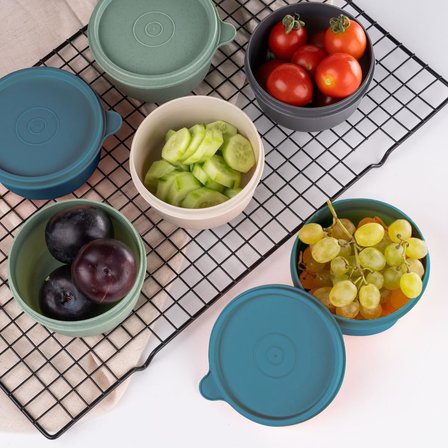 4'lü Yuvarlak Mini Saklama Kabı Küçük Sızdırmaz Kapaklı Çok Renkli Pratik Amaçlı Kap Erzak Çerez Piknik Gıda (280, Yuvarlak, 4, Set 1)