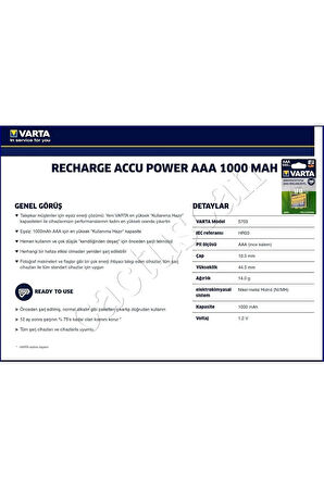 2 Adet 1000mah Ni-mh Ready To Use Aaa Şarjlı Ince Kalem Pil (1000 Kez Şarj)