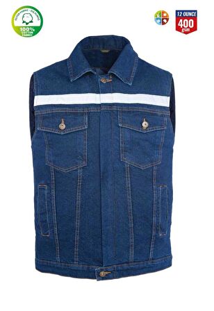 Kot İş Takımı Reflektörlü Kot Pantolon ve Reflektörlü İş Yeleği Myform Marka 9128-2136