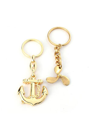 Denizci 3D Çapa Ve  Pervane Anahtarlık Gold ''NewLifePromosyon'' MDL10
