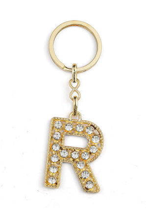 HARF TAŞLI ŞIK ANAHTARLIK GOLD R HARFİ