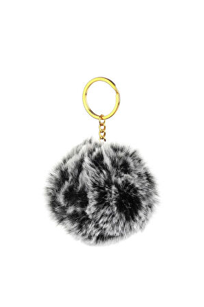 Peluş Anahtarlık-siyah-gri