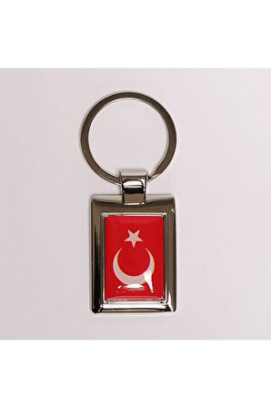 Türk Bayrağı Temalı Anahtarlık Çelik