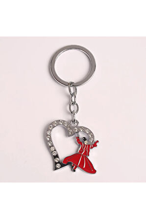 Mevlana Tasarımlı Taş Işlemeli Çelik Anahtarlık