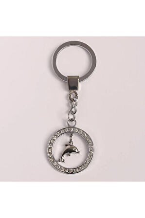 Taşlı Yunus Tasarımlı Çelik Anahtarlık