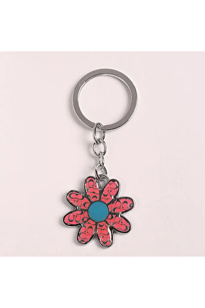 Çiçek Tasarımlı Metal Anahtarlık
