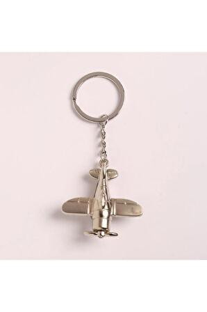 Pervaneli Uçak Tasarımlı Metal Anahtarlık