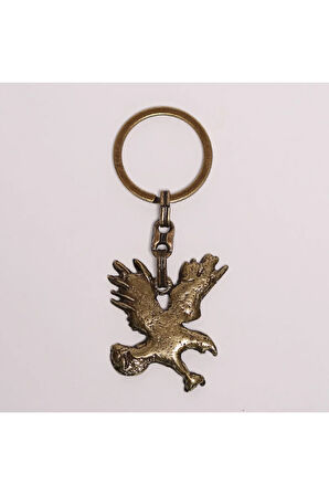 Bronz Şahin Figürlü Krom Anahtarlık