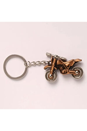 Bronz Motorsiklet Tasarımlı Metal Anahtarlık