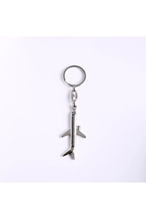 Metal-krom Yolcu Uçağı Tasarımlı Anahtarlık