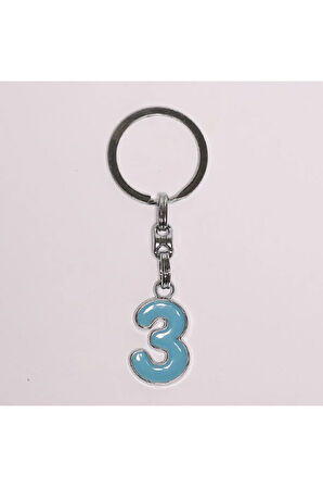 Açık Mavi 3 Rakamlı Çelik Anahtarlık