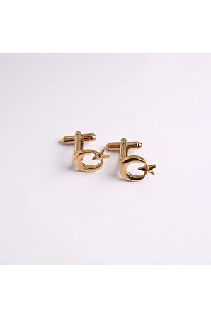 Sarı Ay-yıldız Kol Düğmesi