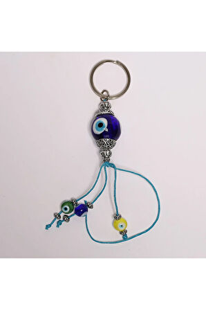 Nazar Boncuklu Gümüş Rengi Anahtarlık