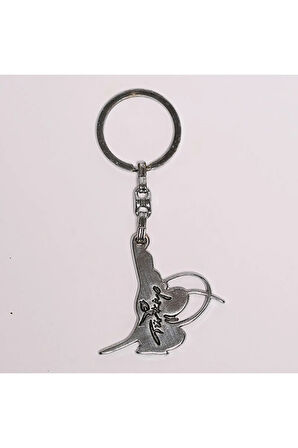 Türkiye Yazılı Metalik Gri Çelik Anahtarlık