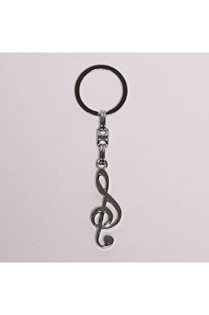 Violin Temalı Gümüş Rengi Metal Anahtarlık