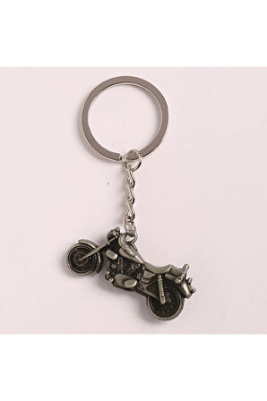 Eskitme Motorsiklet Tasarımlı Çelik-krom Anahtarlık