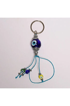 Nazar Boncuklu Gümüş Rengi Anahtarlık