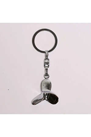 Metalik Gri Pervane Figürlü Çelik Anahtarlık