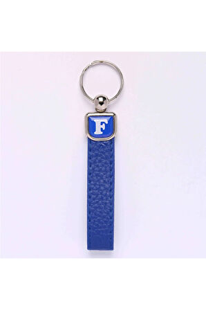 Mavi Deri Saplı Harf Anahtarlık Hafli