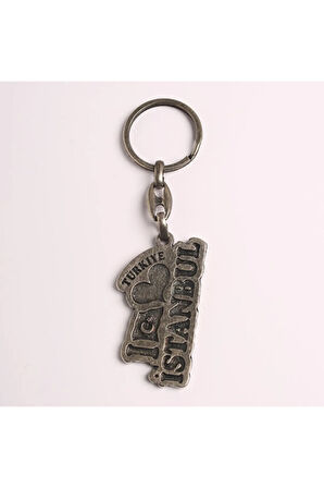 I Love Türkiye-istanbul Eskitme Anahtarlık