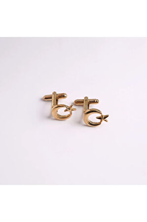 Sarı Ay-yıldız Kol Düğmesi