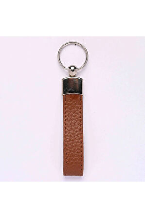 Yenihayat Deri Saplı Anahtarlık Kahverengi-metal