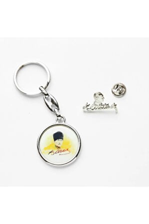 Mustafa Kemal Atatürk Tasarımlı Anahtarlık + Imza Rozet