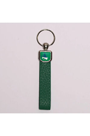 Yeşil Deri Saplı Çelik Anahtarlık