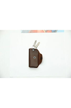 Deri Tek Anahtarlı Anahtarlık (kahverengi)