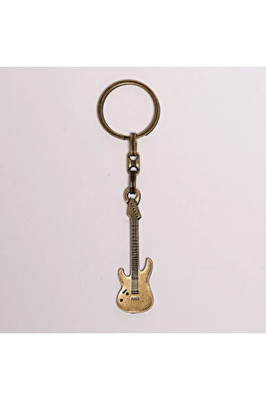 Gitar Temalı Bronz Anahtarlık