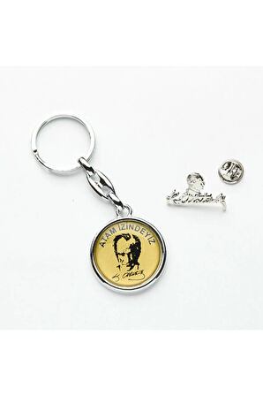 Mustafa Kemal Atatürk Tasarımlı Anahtarlık + Imza Rozet