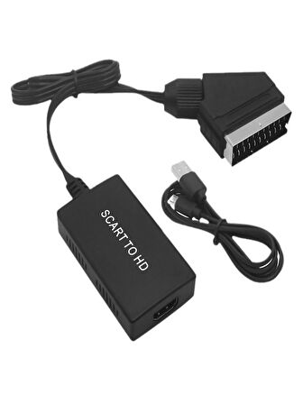 Scart-Kablo Hd Adaptörü 720P 1080P Video Ses Dönüştürücü Çevirici Tv Monitör Projektör İçin Adaptör