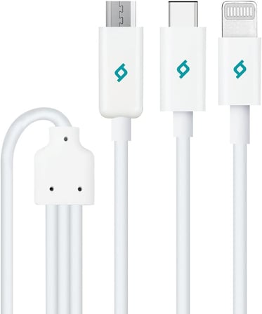 ttec Trio Şarj Kablosu Type-C-Lightning-Micro USB - Beyaz (2DK7521)
