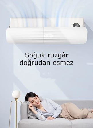 Ayarlanabilir Klima Rüzgar Yönlendirici, Delmesiz Kurulum, Uzatılabilir 53–100,5 cm Klima Deflektörü, Yoğuşma Yapmaz, Yaz/Kış Uyumlu Hava Yönlendirici Panel